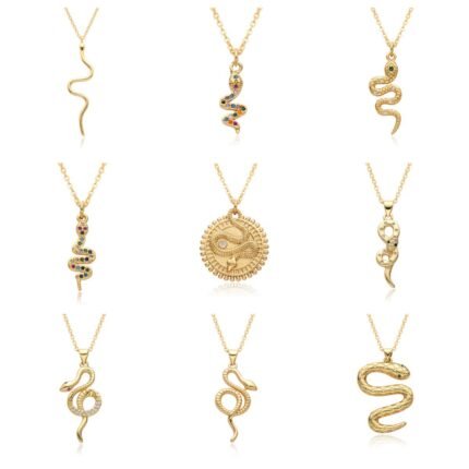 18k Copper Gold-Plated Snake Element Pendant: A Stylish, Retro Statement Piece